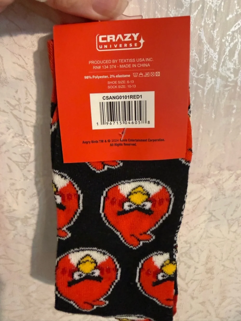 Angry Bird Red & Black Crew Socks, So Much Fun! For The Angry Man In Your Life!